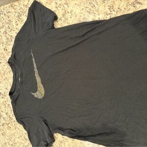Nike Black Tee with Striped Logo
